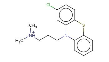 C[NH+](C)CCCN1c2ccccc2Sc3c1cc(cc3)Cl 