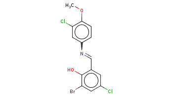 COc1ccc(cc1Cl)N=Cc2cc(cc(c2O)Br)Cl 