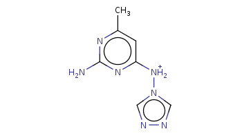Cc1cc(nc(n1)N)[NH2+]n2cnnc2 