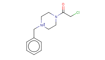 c1ccc(cc1)C[NH+]2CCN(CC2)C(=O)CCl 